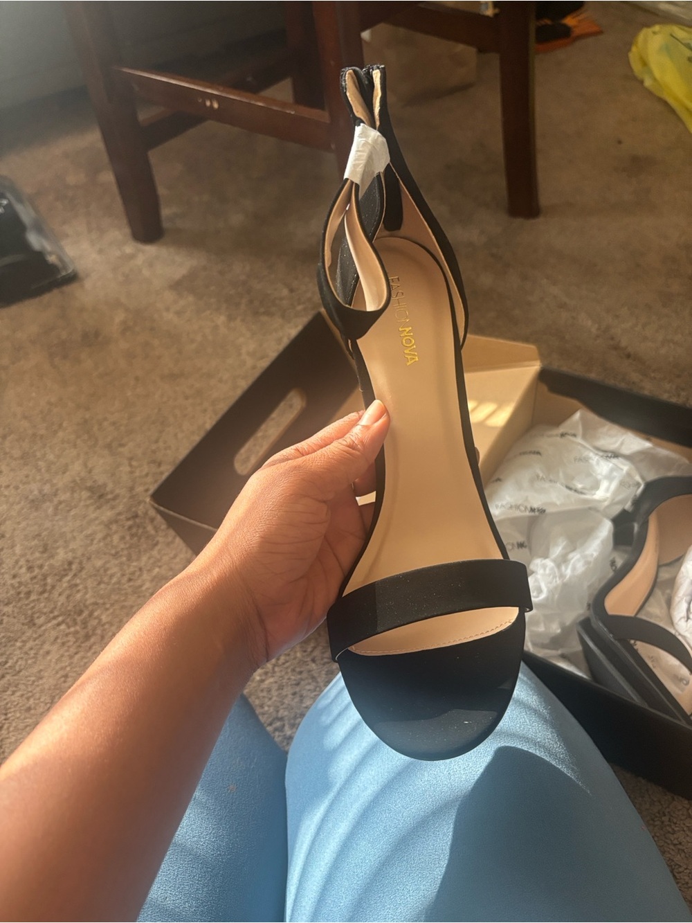 Fashion Nova Black High Heel Open-Toe - Picture 5 of 10